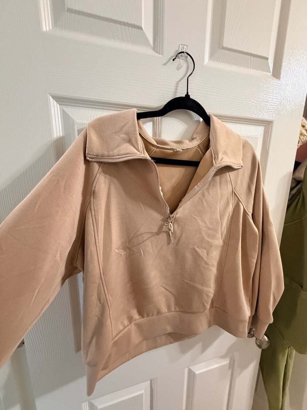 Scuba Half-Zip Pullover Size L Beige Tan Sweatshirt